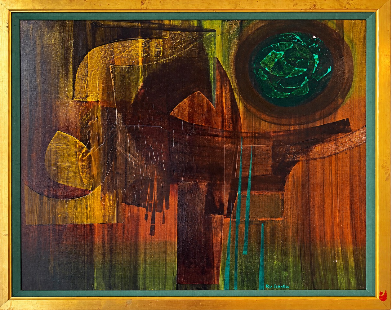 Ru Isra&euml;ls &ndash; Abstracte compositie met groene sfeer